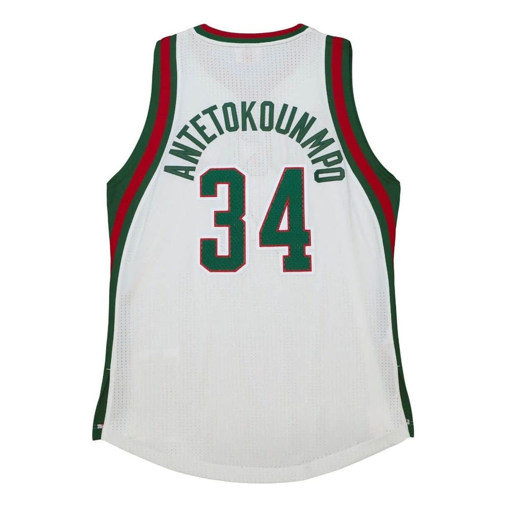 Mitchell & Ness x NBA Milwaukee Bucks Home 2013-14 Jersey ‘Giannis Antetokounmpo 34’ AJY45681-MBU13GANWHIT