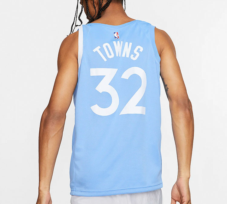 Nike NBA Sports Basketball Jersey SW City Version Minnesota Timberwolves Downs 3 2 Sky Blue AV4654-449