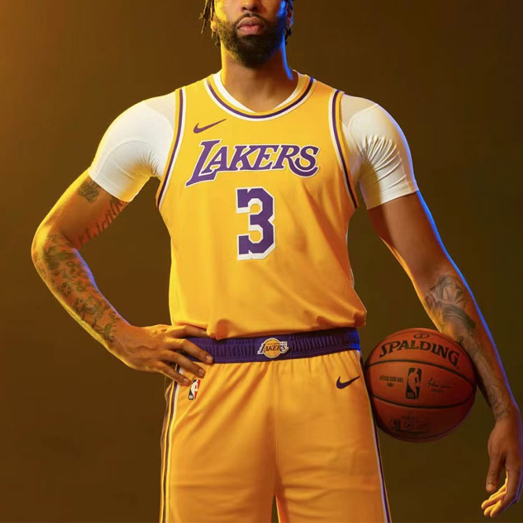 Nike NBA Sports Basketball Jersey/Vest SW Fan Edition 20 Season Los Angeles Lakers Davis No. 3 Yellow CW3669-728