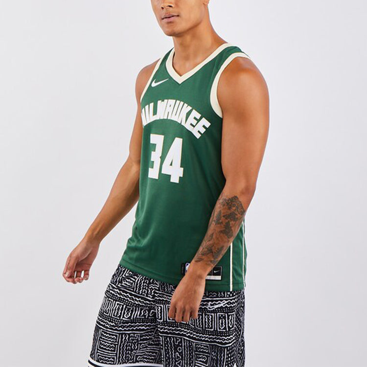 Nike NBA Basketball Jersey SW Fan Edition 19-20 Season Milwaukee Bucks Alphabet 34 Green CW3672-329