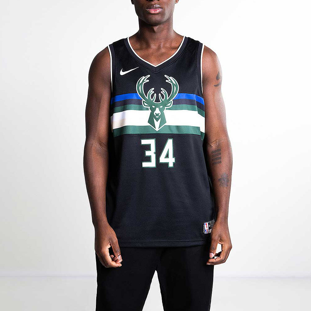 Nike NBA Sports Basketball Jersey/Vest SW Fan Edition limited Milwaukee Bucks Alphabet 34 Black AT9806-011