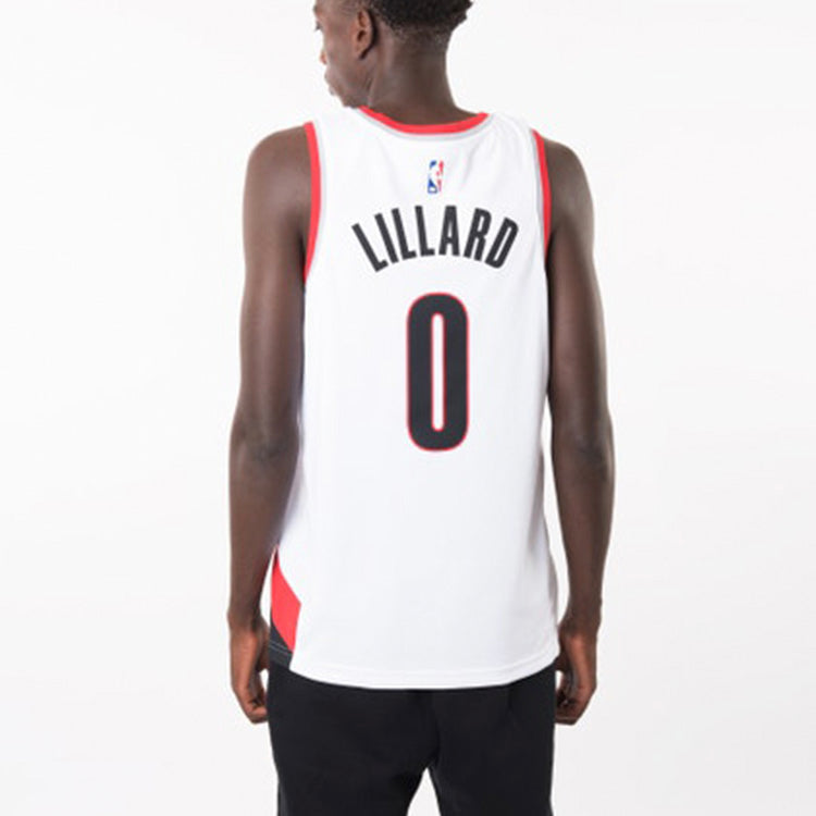 Damian Lillard Trail Blazers Association Edition Nike NBA Swingman Jersey ‘White Red Black’ 864445-100