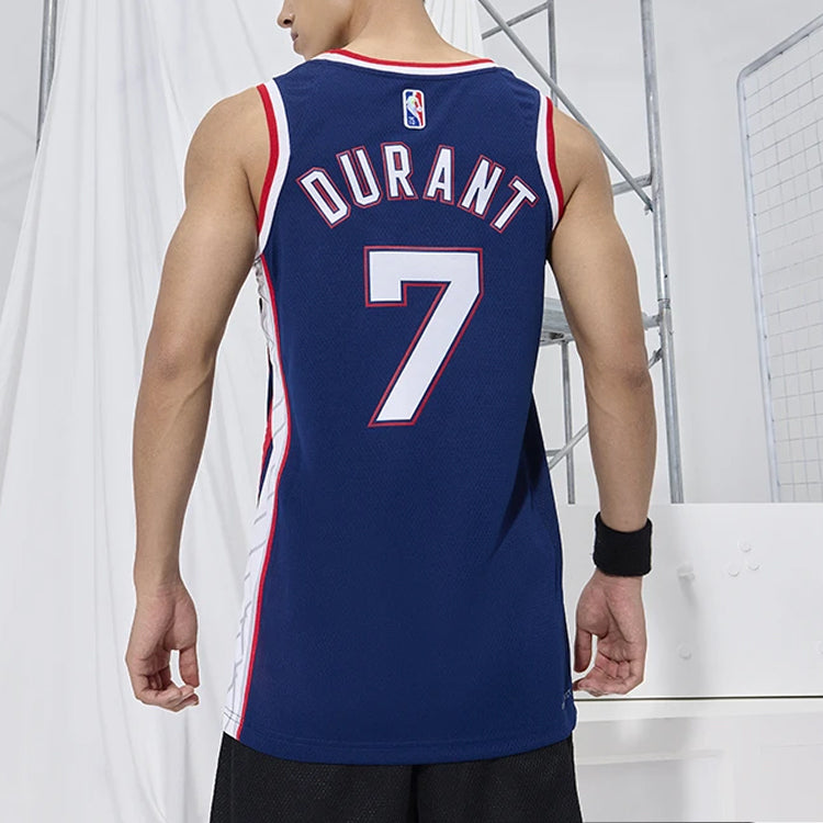 Men’s Nike NBA 75 Anniversary Retro Basketball Jersey/Vest SW Fan Edition Brooklyn Nets Durant No. 7 Navy Blue DB4018-492