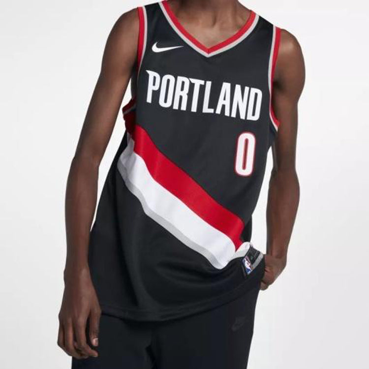 Nike NBA Damian Lillard Icon Edition Swingman Jersey ‘Red Black’ 864505-010