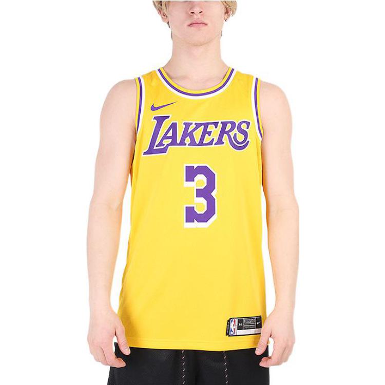 Nike NBA Sports Basketball Jersey/Vest SW Fan Edition 20 Season Los Angeles Lakers Davis No. 3 Yellow CW3669-728