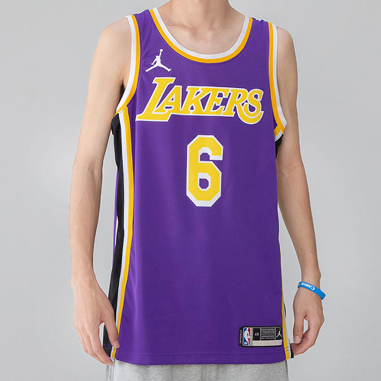 Men’s Nike NBA Quick Dry Sports Basketball SW Fan Edition Version Los Angeles Lakers Lebron James No. 6 Purple Jersey CV9481-513
