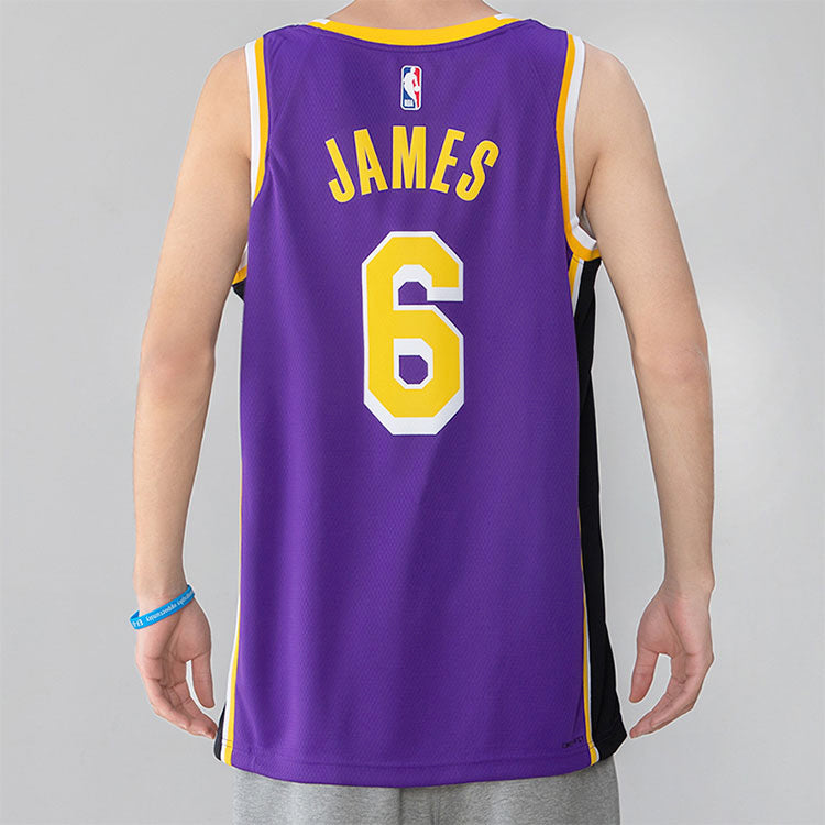 Men’s Nike NBA Quick Dry Sports Basketball SW Fan Edition Version Los Angeles Lakers Lebron James No. 6 Purple Jersey CV9481-513