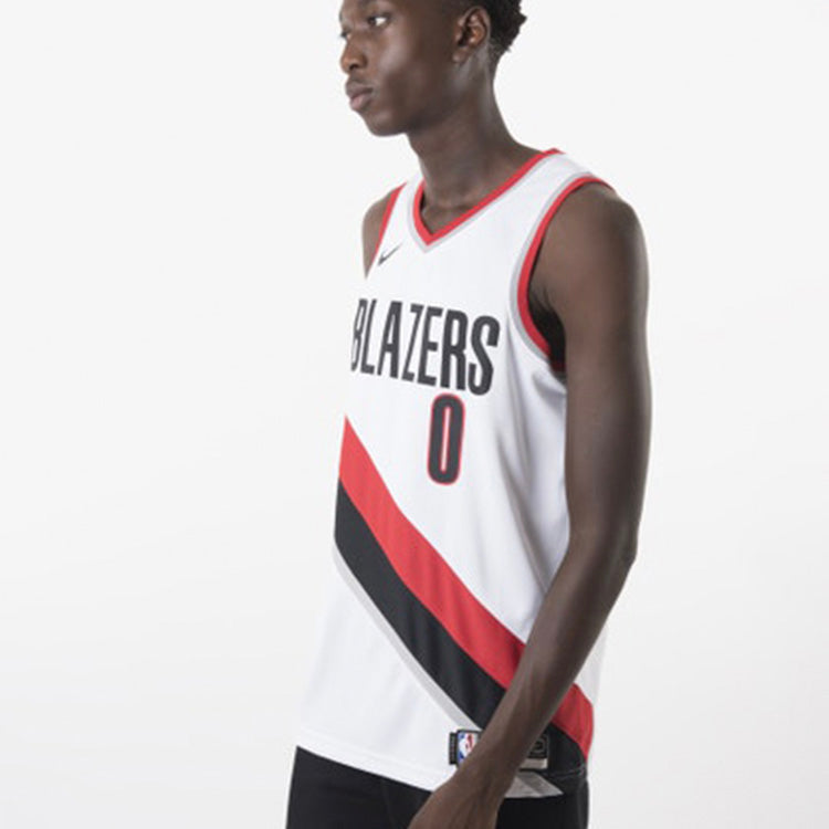 Damian Lillard Trail Blazers Association Edition Nike NBA Swingman Jersey ‘White Red Black’ 864445-100