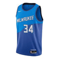 Men’s Nike NBA SW Fan Edition Milwaukee Bucks 20-21 City Limited No.34 Basketball Blue Jersey CN1743-408