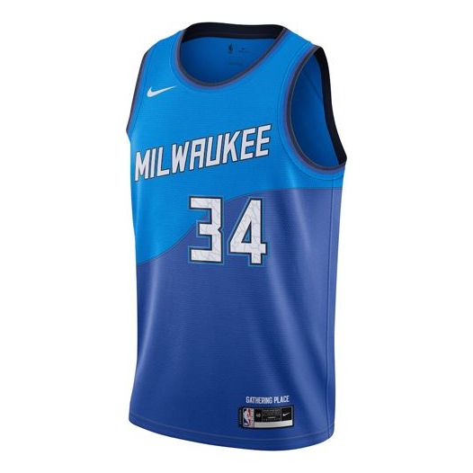 Men’s Nike NBA SW Fan Edition Milwaukee Bucks 20-21 City Limited No.34 Basketball Blue Jersey CN1743-408