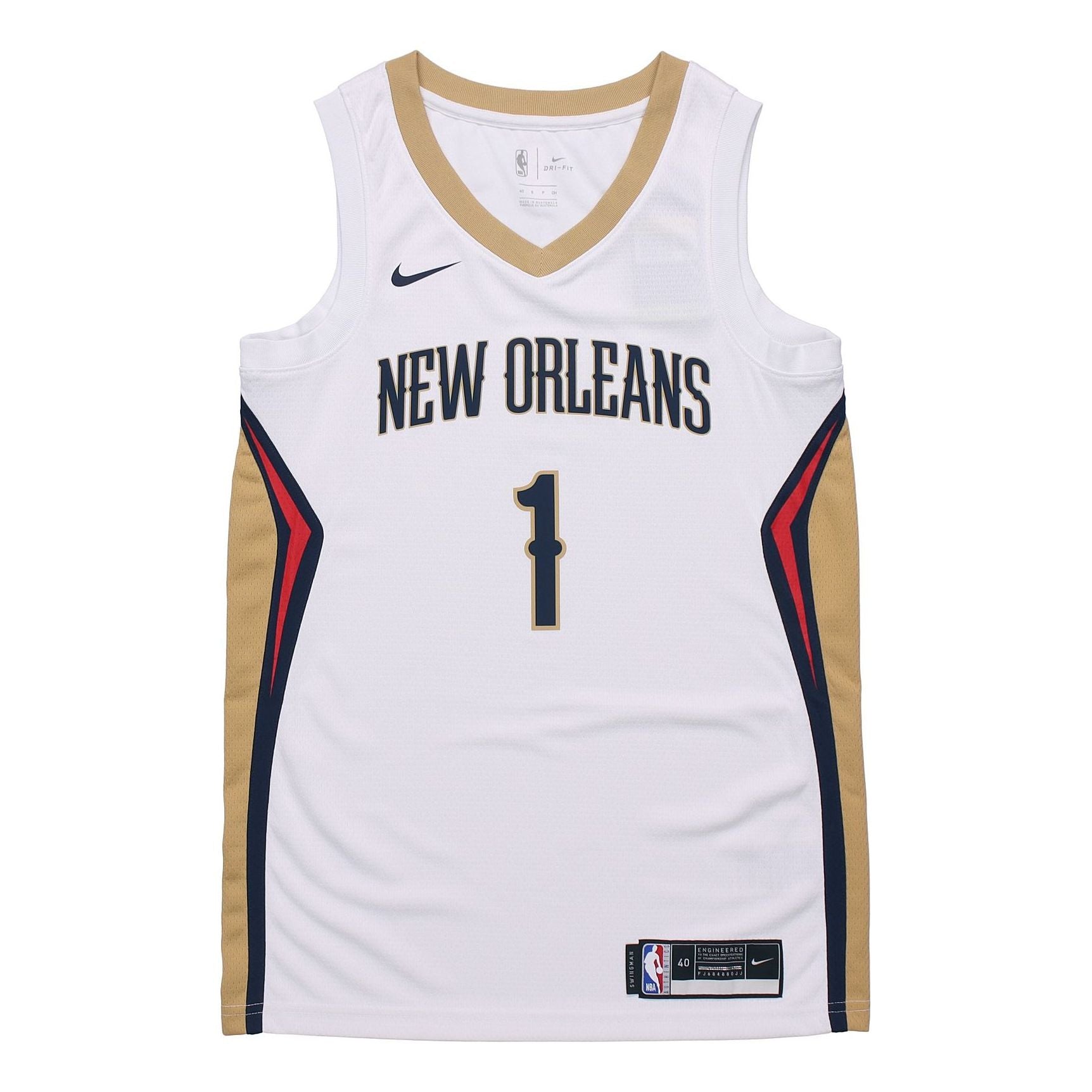 Nike NBA Sports Basketball Jersey SW Fan Edition 20 Season New Orleans Pelicans Zion 1 White CW3601-107
